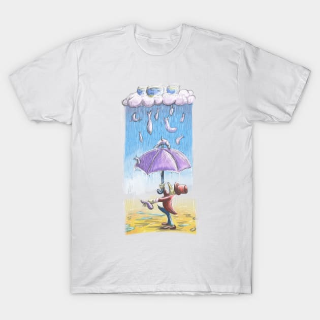 Ringmaster Fishing under the rain T-Shirt by stephenignacio